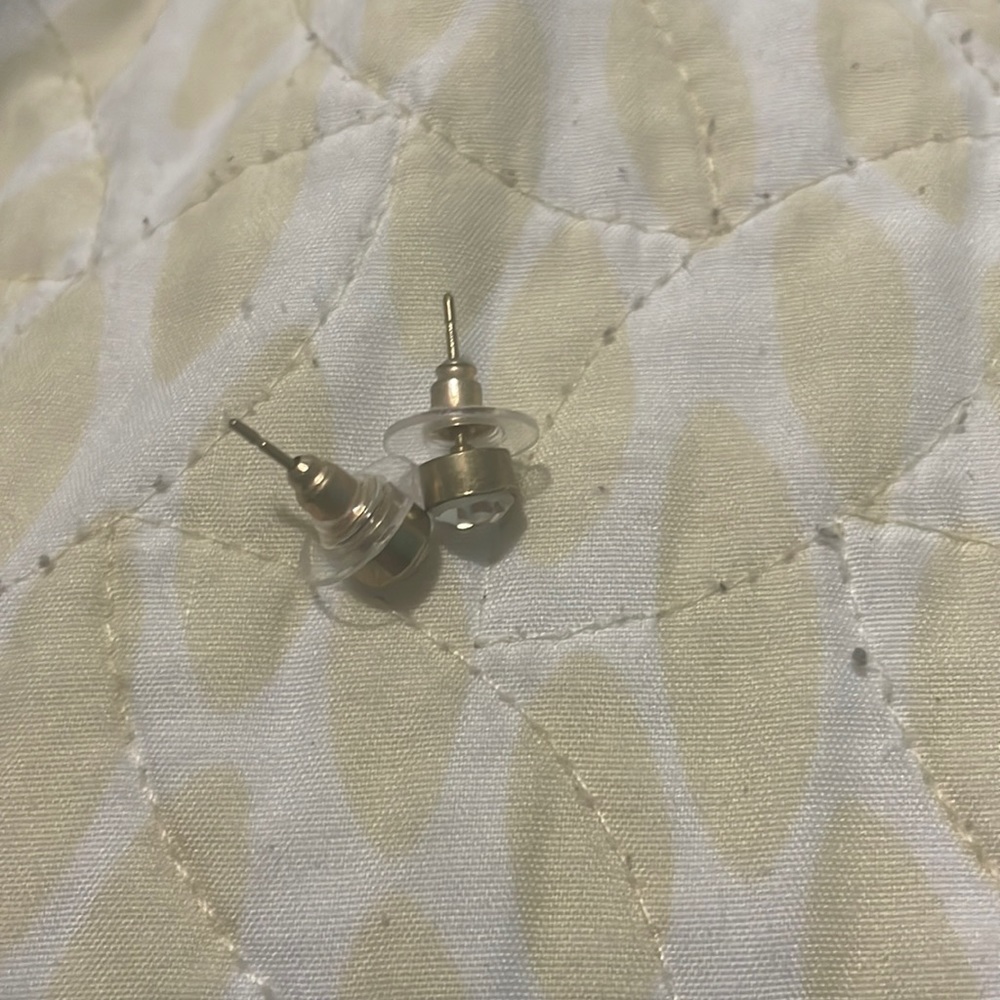 Small Gold White Diamond Stud Earrings